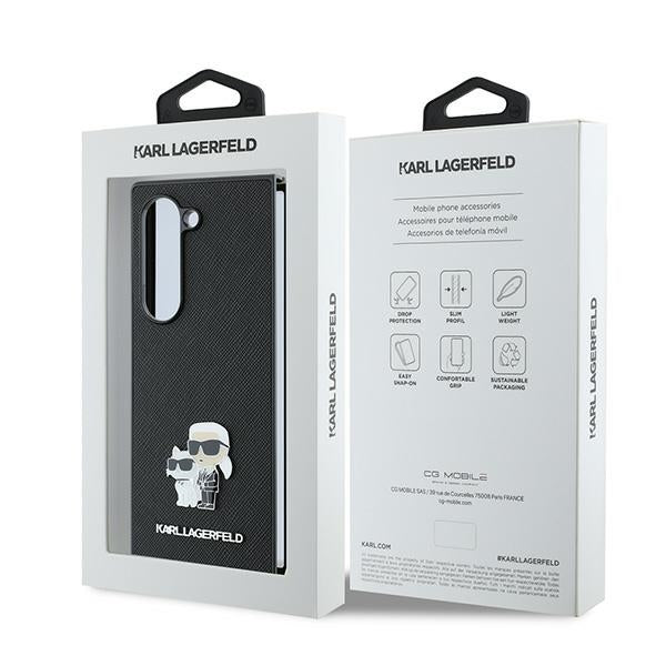 Puzdro pre Samsung Galaxy Z Fold6 F956, Karl Lagerfeld, Saffiano Karl & Choupette Metal, Čierne