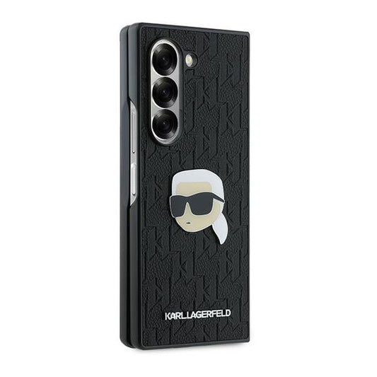 Puzdro pre Samsung Galaxy Z Fold6 F956, Karl Lagerfeld, Saffiano Monogram Karl's Head Metal, Čierne