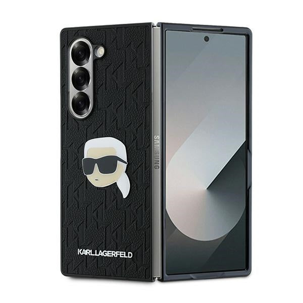 Puzdro pre Samsung Galaxy Z Fold6 F956, Karl Lagerfeld, Saffiano Monogram Karl's Head Metal, Čierne