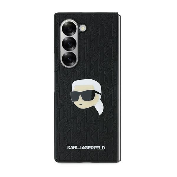 Puzdro pre Samsung Galaxy Z Fold6 F956, Karl Lagerfeld, Saffiano Monogram Karl's Head Metal, Čierne