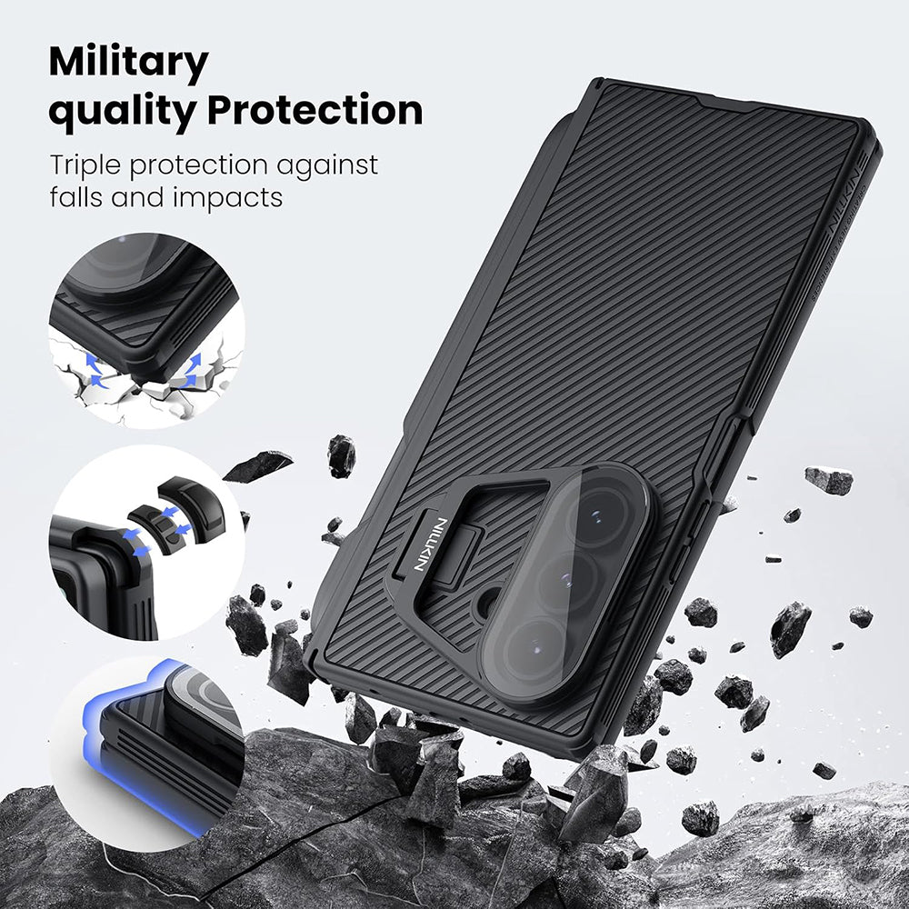 Case for Samsung Galaxy Z Fold7 F966, Nillkin, CamShield Prop with Transparent Lens Cover and S-Pen Holder, Black