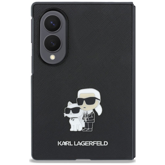 Puzdro pre Samsung Galaxy Z Fold8 F971, Karl Lagerfeld, Saffiano Karl & Choupette kovová spona, čierne