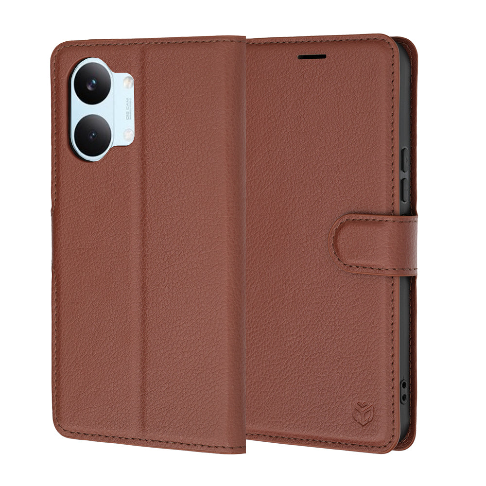 Puzdro pre Xiaomi Poco X8 Pro Max, Techsuit, kožené folio, hnedé