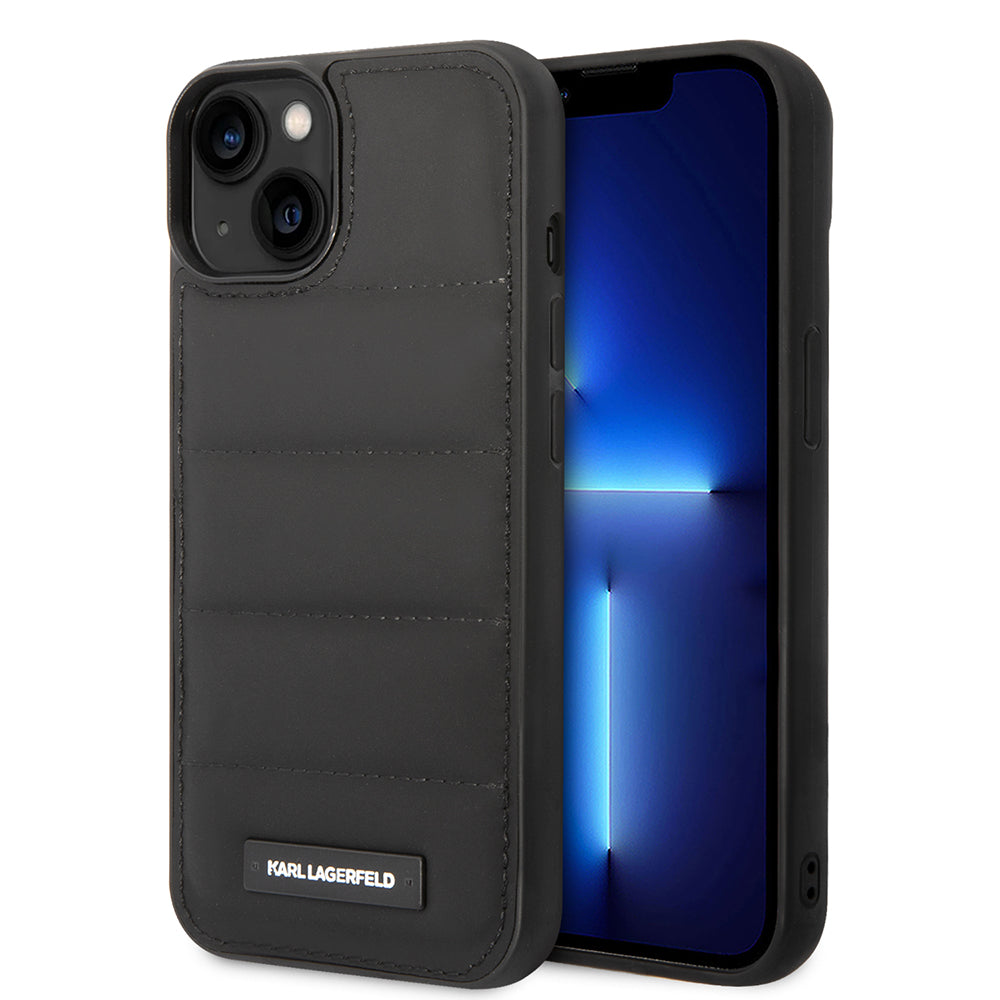 Puzdro pre Apple iPhone 14 Plus, Karl Lagerfeld, Quilted Puffy Metal Logo, Čierne