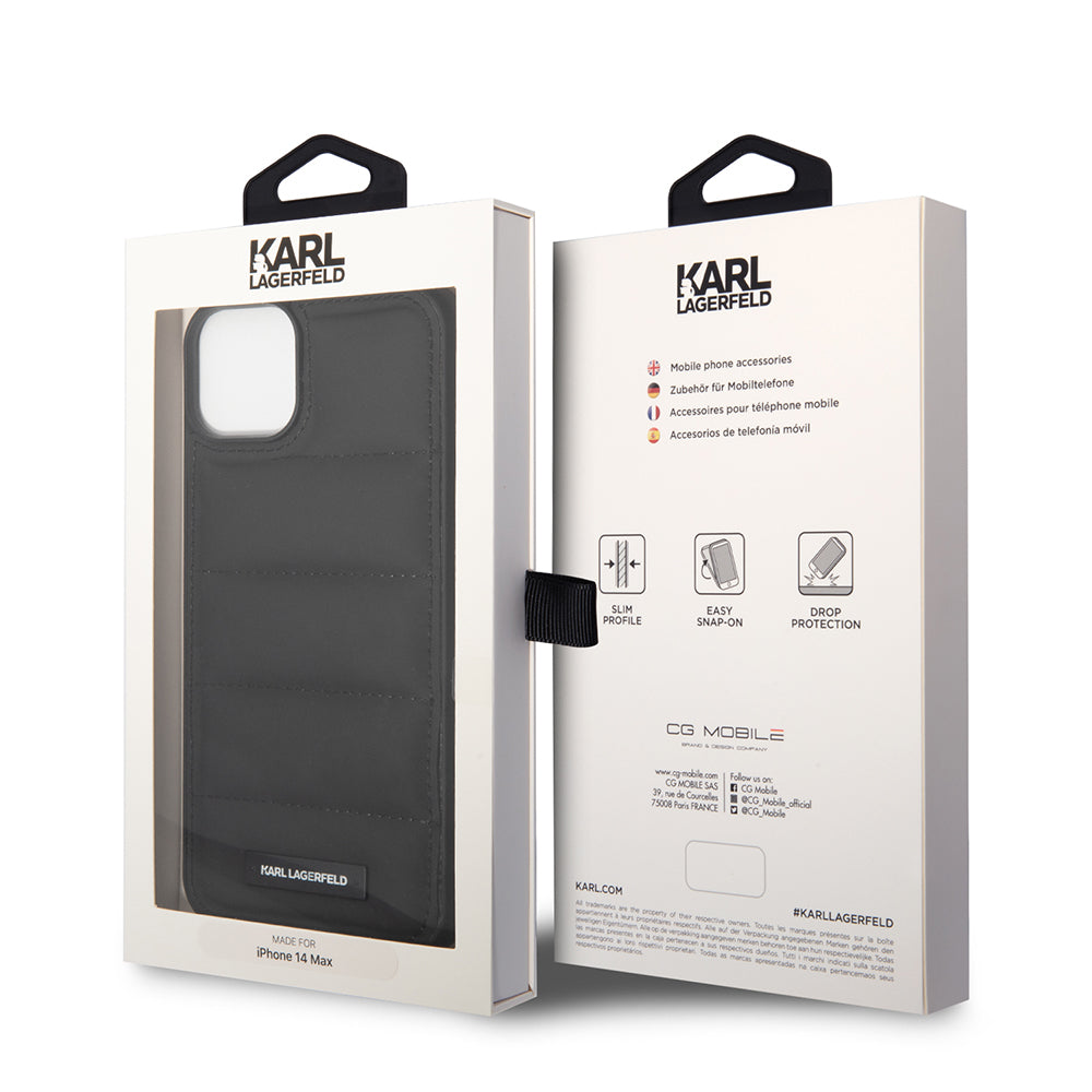 Puzdro pre Apple iPhone 14 Plus, Karl Lagerfeld, Quilted Puffy Metal Logo, Čierne