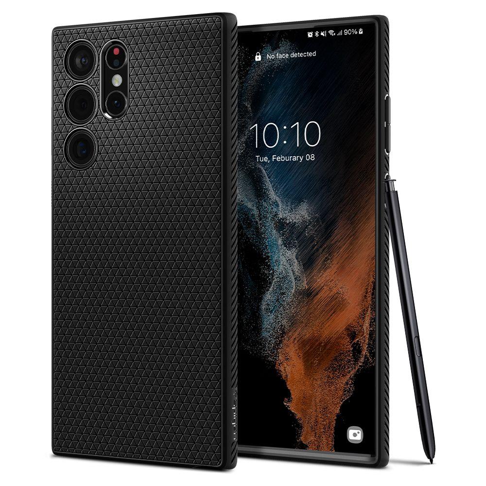 Puzdro pre Samsung Galaxy S22 Ultra 5G S908, Spigen, Liquid Air Matte, čierne ACS03915