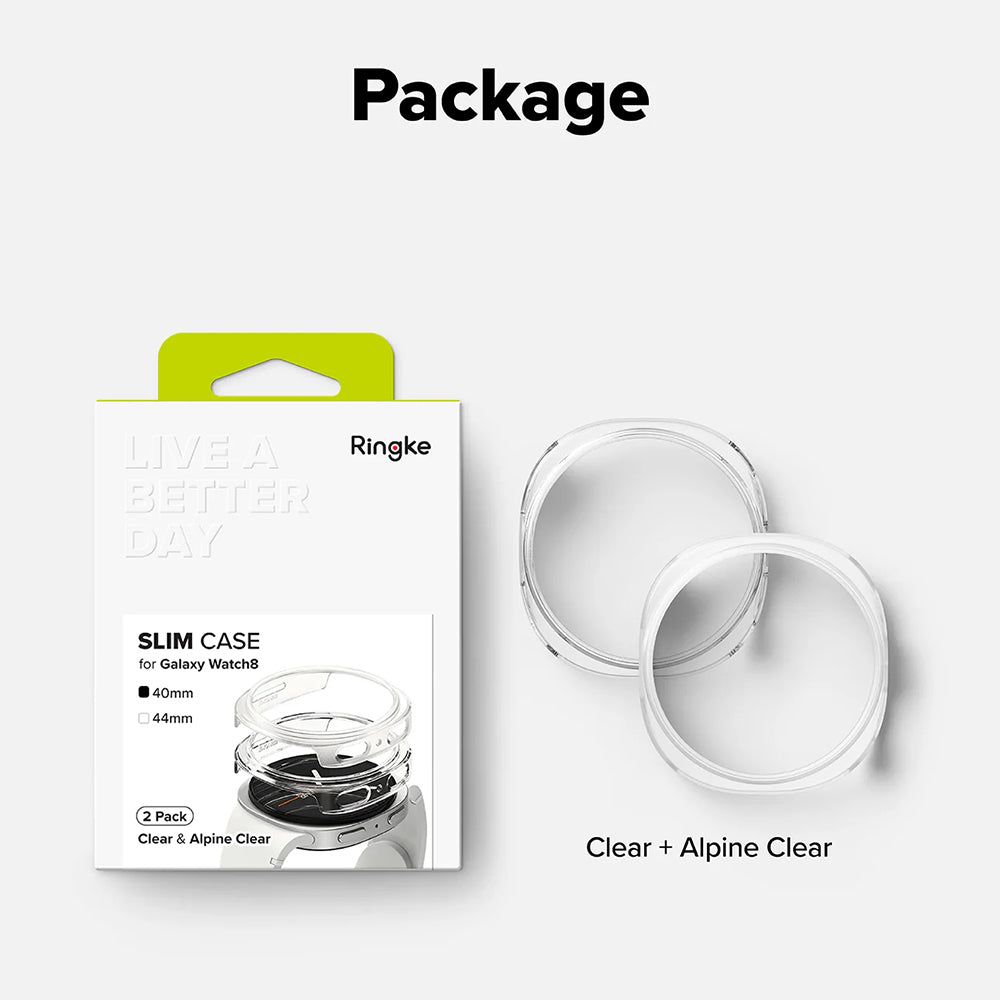 Puzdro Ringke Slim pre Samsung Galaxy Watch8 40mm, Sada 2 kusy, Priehľadné