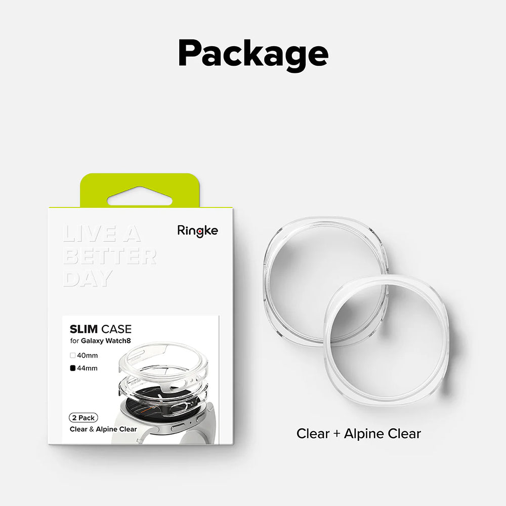 Puzdro Ringke Slim pre Samsung Galaxy Watch8 44mm, Sada 2 kusy, Priehľadné