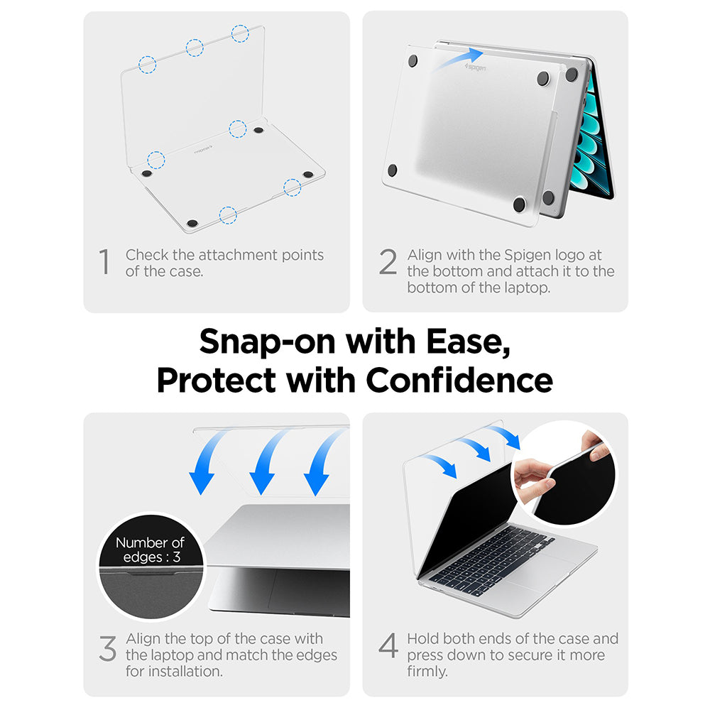 Puzdro Spigen Airskin pre Apple MacBook Air 13 palcov (2026) / (2025) / (2024) / (2022), Priehľadné Matné ACS11530