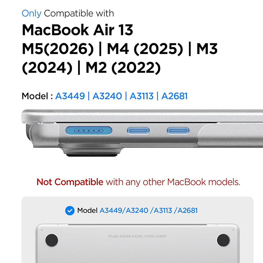 Puzdro Spigen Airskin pre Apple MacBook Air 13 palcov (2026) / (2025) / (2024) / (2022), Priehľadné Matné ACS11530