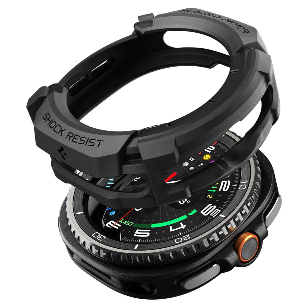 Puzdro Spigen Rugged Armor pre Samsung Galaxy Watch8 Classic, Matná Čierna ACS10012