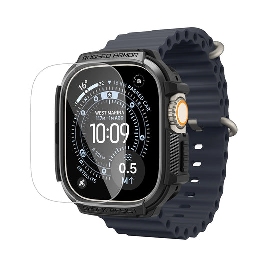 Obal Spigen Rugged Armor s ochranným sklom pre Apple Watch Ultra Series, čierny ACS11414