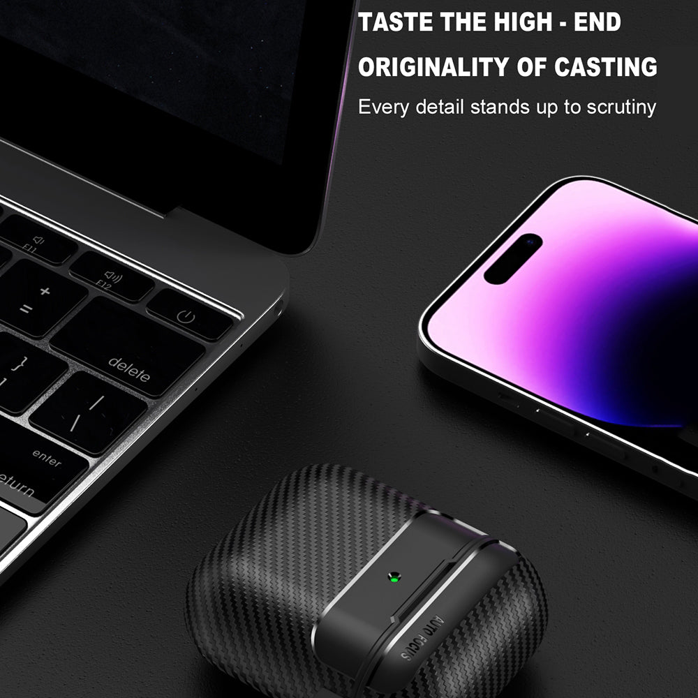 Obal Techsuit CarbonFiber pre Apple AirPods Gen 2 / Gen 1, čierny
