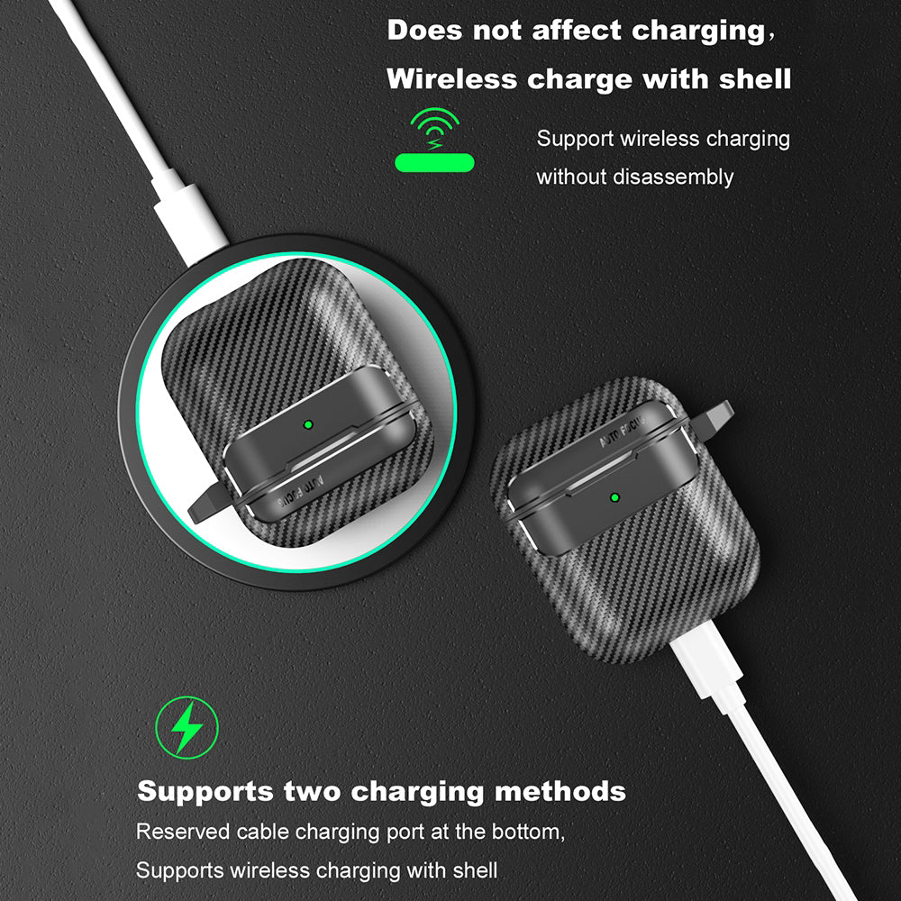 Obal Techsuit CarbonFiber pre Apple AirPods Gen 2 / Gen 1, čierny