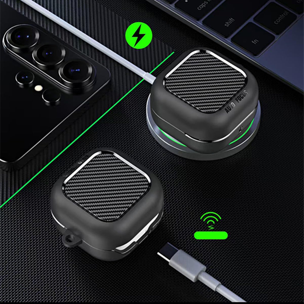 Obal Techsuit CarbonFiber pre Samsung Galaxy Buds4 / Buds4 Pro, čierny