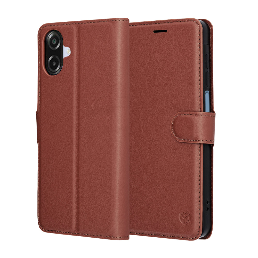 Puzdro pre Samsung Galaxy A07 4G A075, Techsuit, kožené folio, hnedé