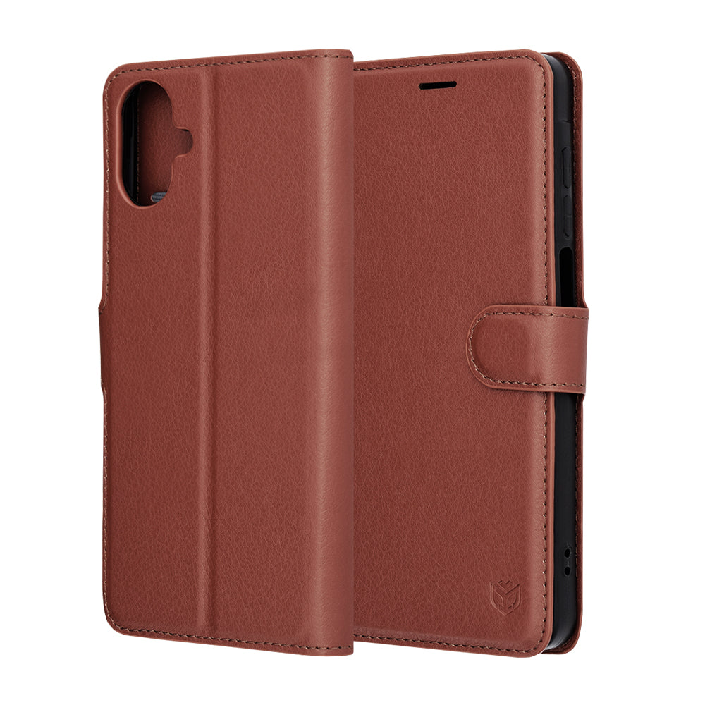 Puzdro pre Samsung Galaxy A07 4G A075, Techsuit, kožené folio, hnedé