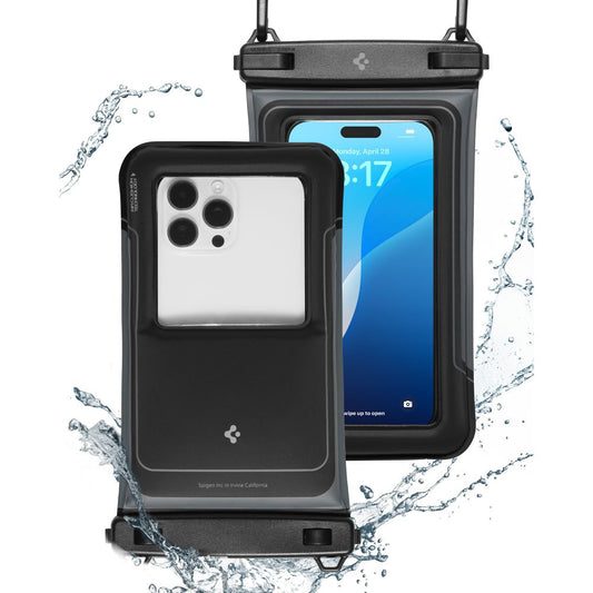 Univerzálny vodotesný obal na telefón max. 6.9inch, Spigen, A611P, Sada 2 kusy, Matná čierna ACS09348
