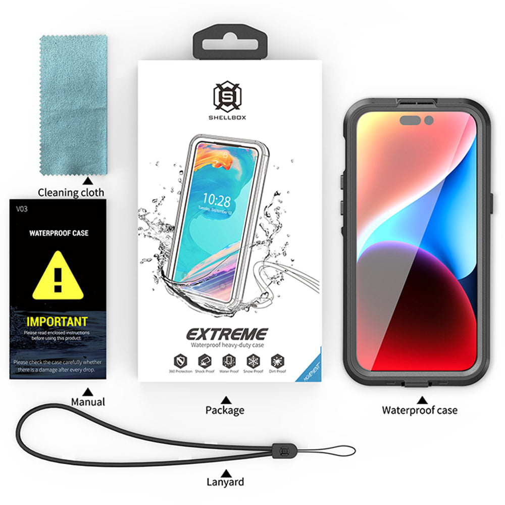 Vodotesné puzdro MagSafe pre Apple iPhone 15 Pro Max, ShellBox, čierne