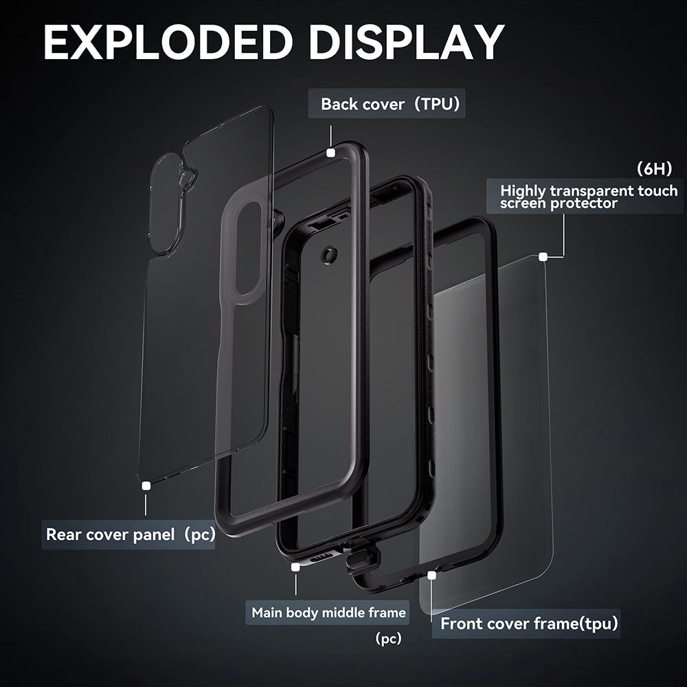 Vodotesné puzdro pre Samsung Galaxy A16 5G A166 / A16 4G A165, ShellBox, čierne