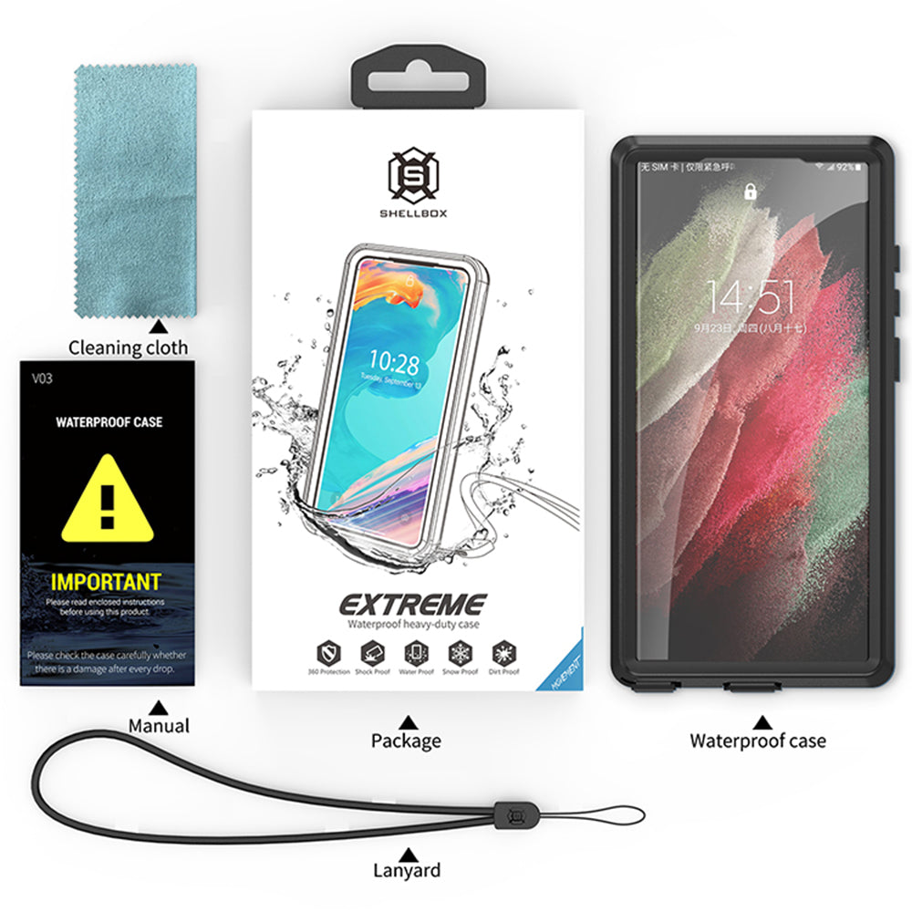 Vodotesné puzdro pre Samsung Galaxy S23 Ultra S918, ShellBox, čierne