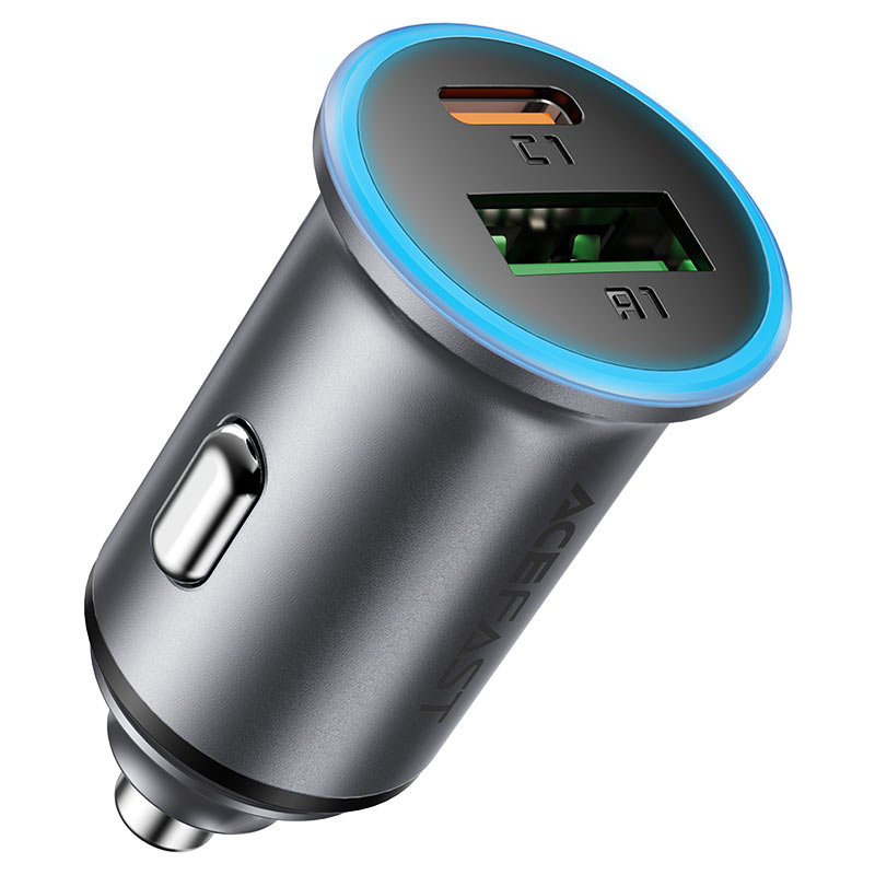 Auto nabíjačka Acefast B15, 65W, 3.25A, 1 X USB-A - 1 x USB-C, Sivá