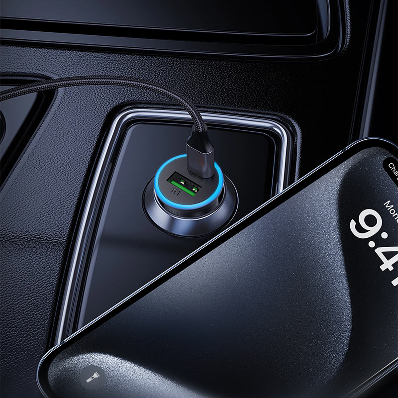 Auto nabíjačka Acefast B15, 65W, 3.25A, 1 X USB-A - 1 x USB-C, Sivá