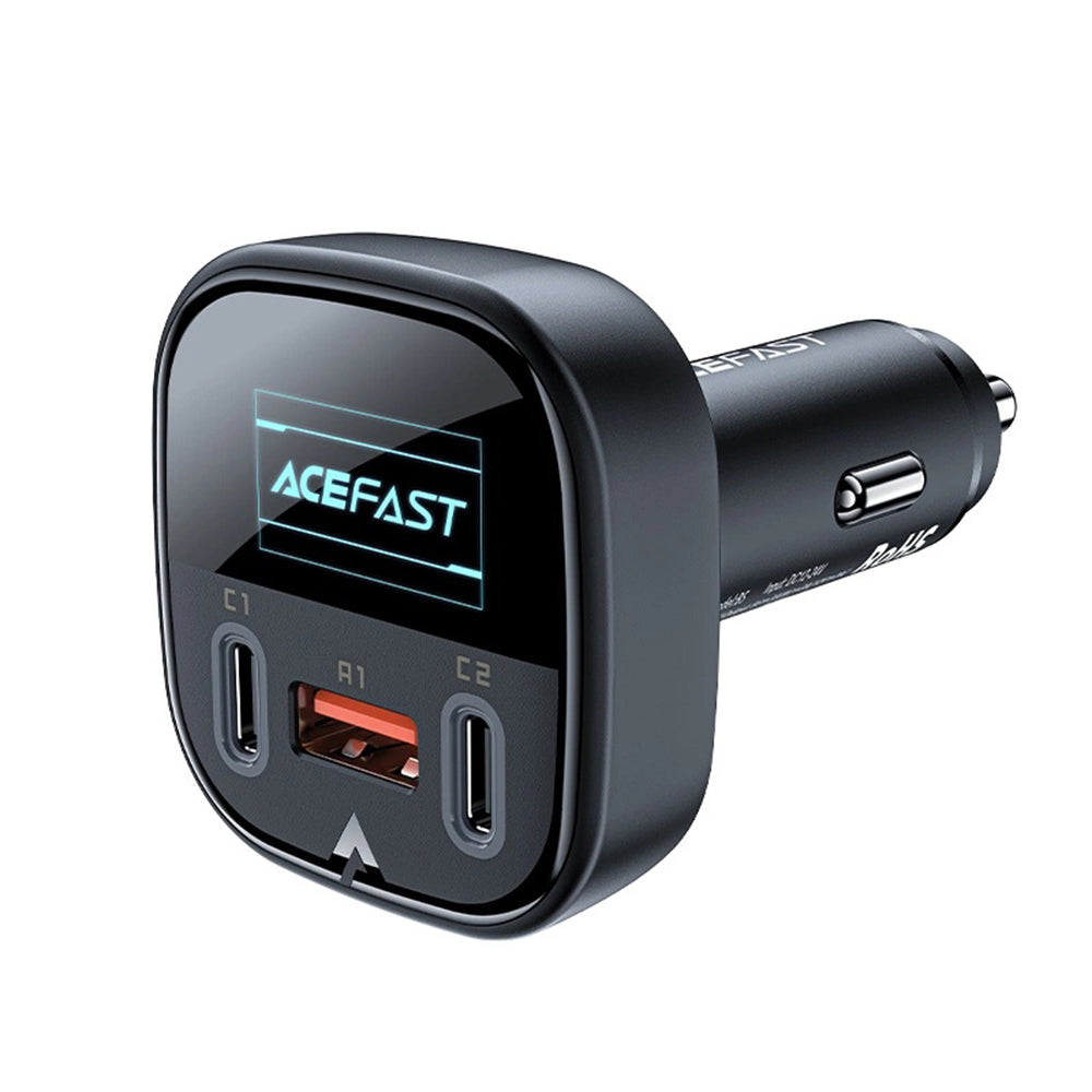 Auto nabíjačka Acefast B5 Display, 101W, 5A, 1 x USB-A - 2 x USB-C, Čierna