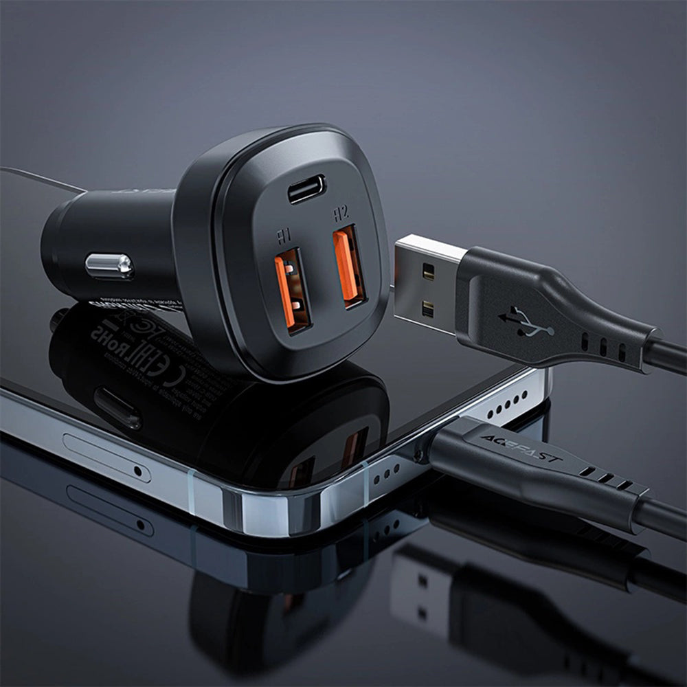 Auto nabíjačka Acefast B9, 66W, 5A, 2 x USB-A - 1 x USB-C, Čierna