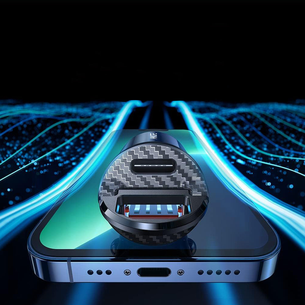 Auto nabíjačka Ainope, 30W, 5A, 1 x USB-A - 1 x USB-C, Čierna