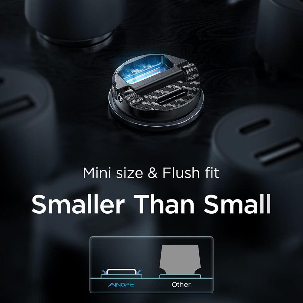 Auto nabíjačka Ainope, 30W, 5A, 1 x USB-A - 1 x USB-C, Čierna