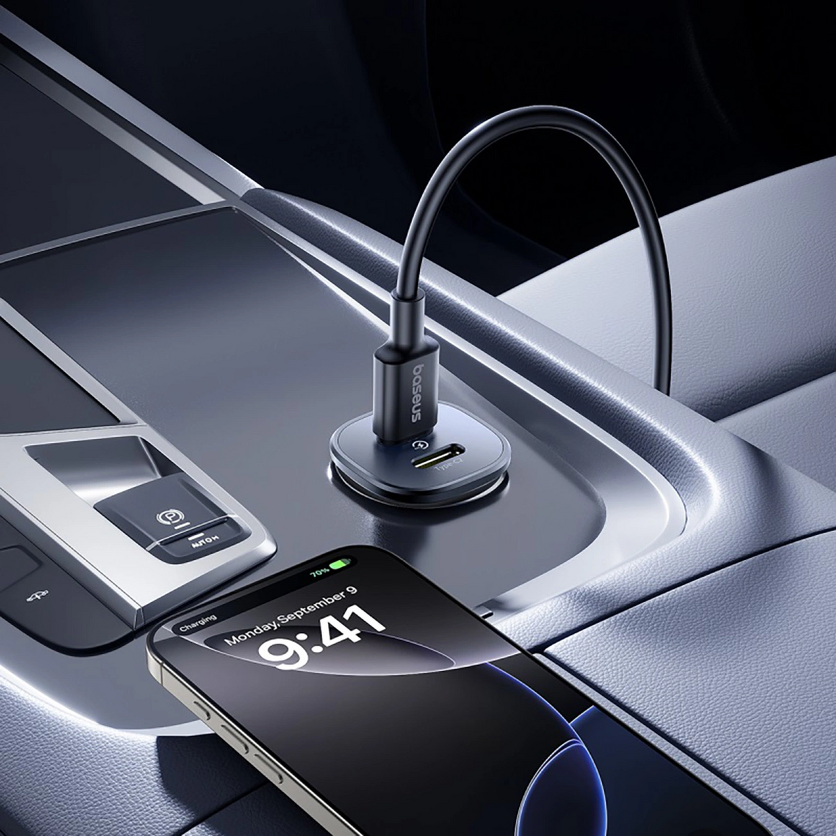 Auto nabíjačka Baseus GoTrip, 30W, 3A, 2 x USB-C, Čierna
