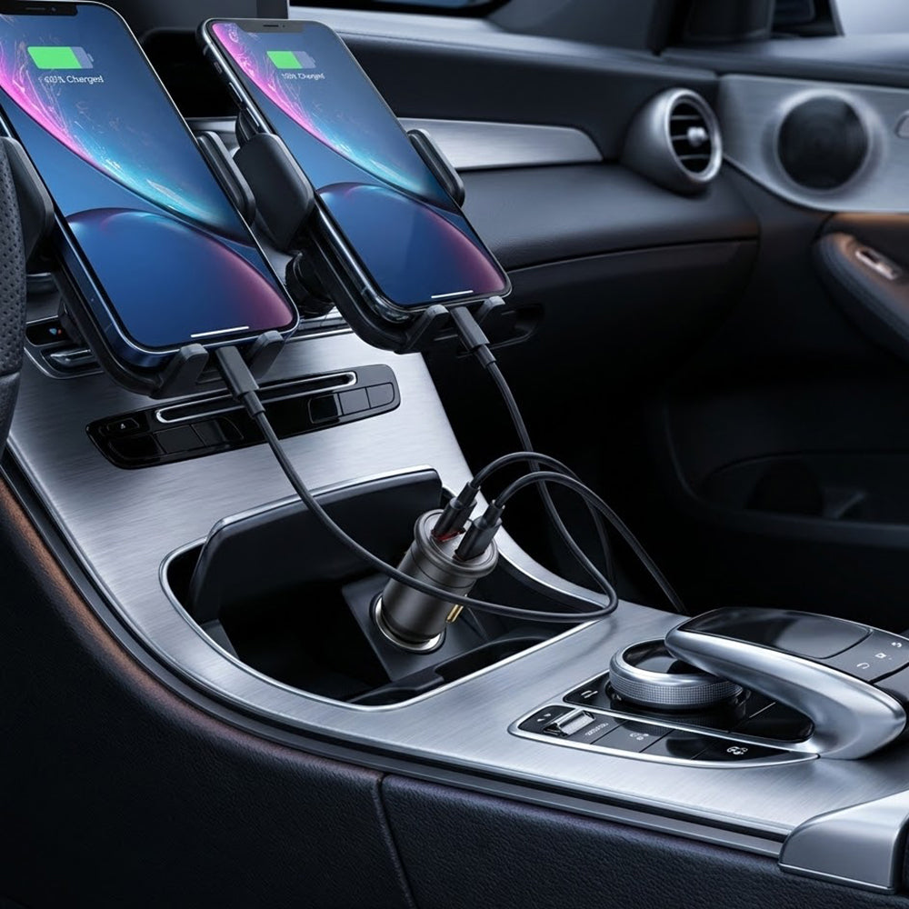 Auto nabíjačka Blueo, 35W, 3A, 1 x USB-A - 1 x USB-C, Sivá