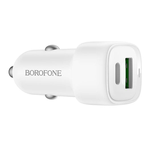 Auto nabíjačka Borofone BZ34B Cloud, 20W, 3A, 1 x USB-A - 1 x USB-C, Biela