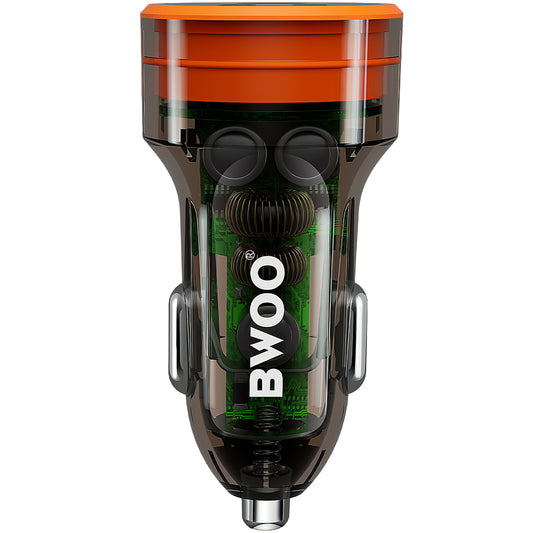 Nabíjačka do auta BWOO BO-CC85, 38 W, 3A, 1 x USB-A - 1 x USB-C, čierna