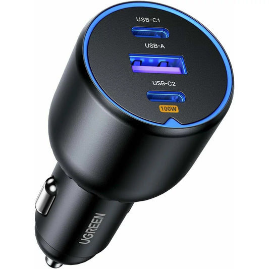 Nabíjačka do auta s káblom USB-C UGREEN CD293, 130 W, 5 A, 1 x USB-A - 2 x USB-C, čierna