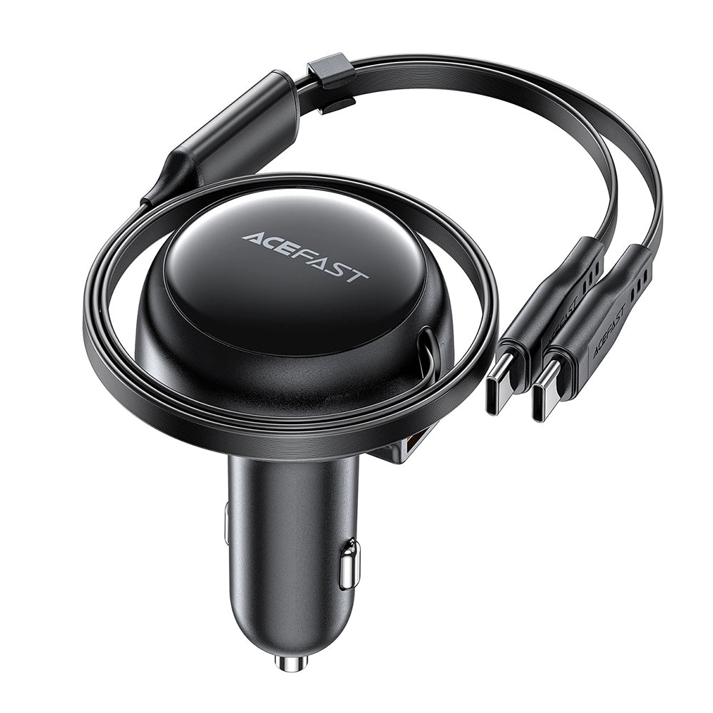 Auto nabíjačka s USB-C káblom Acefast B13, 53W, 3A, 1 x USB-A, Čierna