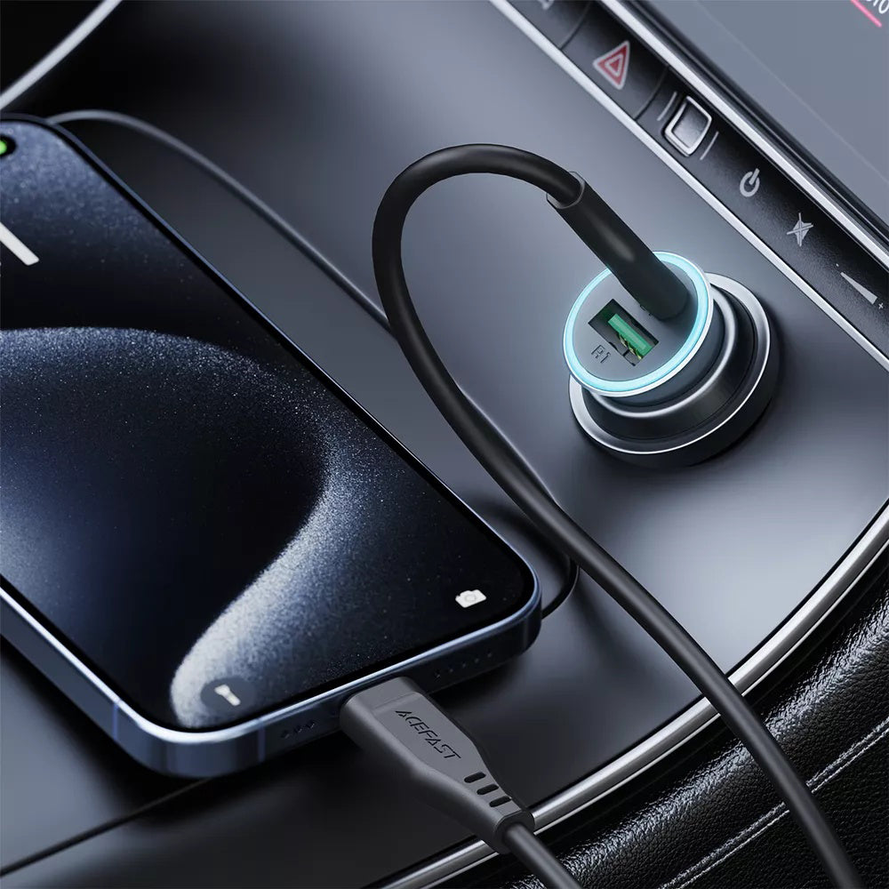 Auto nabíjačka s USB-C káblom Acefast B16, 95W, 3.25A, 1 x USB-A - 1 x USB-C, Sivá