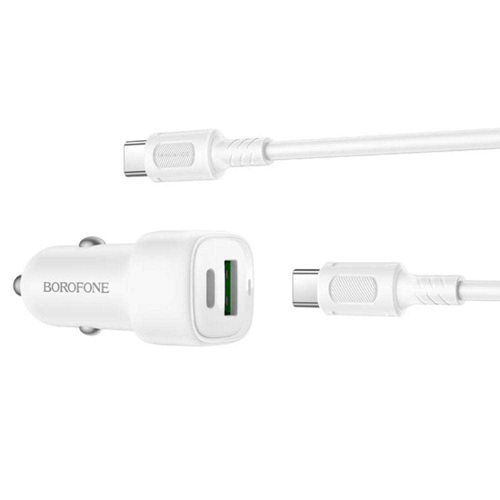 Auto nabíjačka s USB-C káblom Borofone BZ34B Cloud, 20W, 3A, 1 x USB-A - 1 x USB-C, Biela
