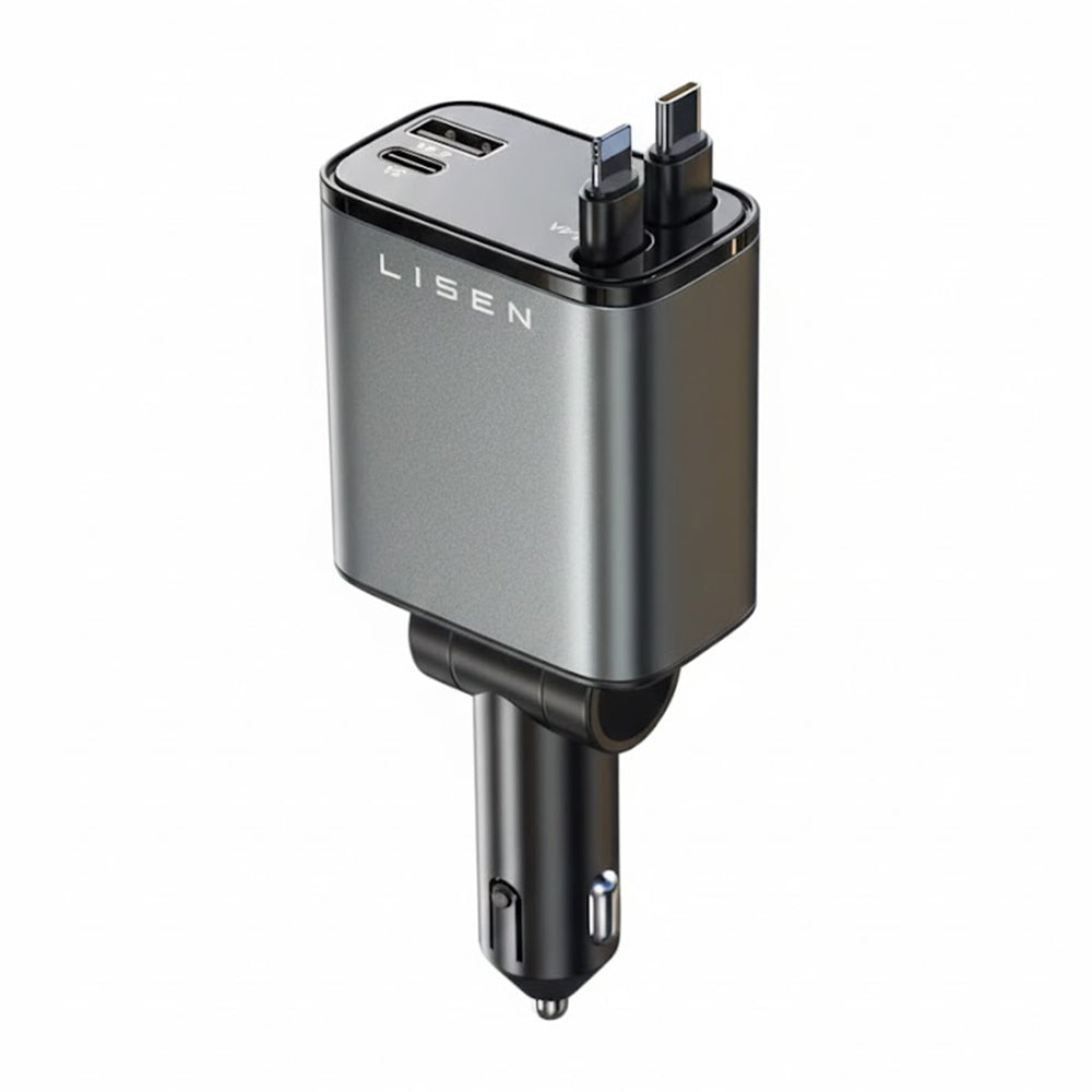 Auto nabíjačka s káblom USB-C / Lightning Lisen, 69W, 3A, 1 x USB-A - 1 x USB-C, Čierna YL0224040031