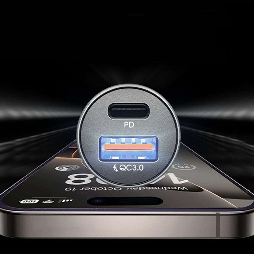 Auto nabíjačka s USB-C káblom Lisen, 51W, 3A, 1 x USB-A - 1 x USB-C, Tmavomodrá YL0223080047