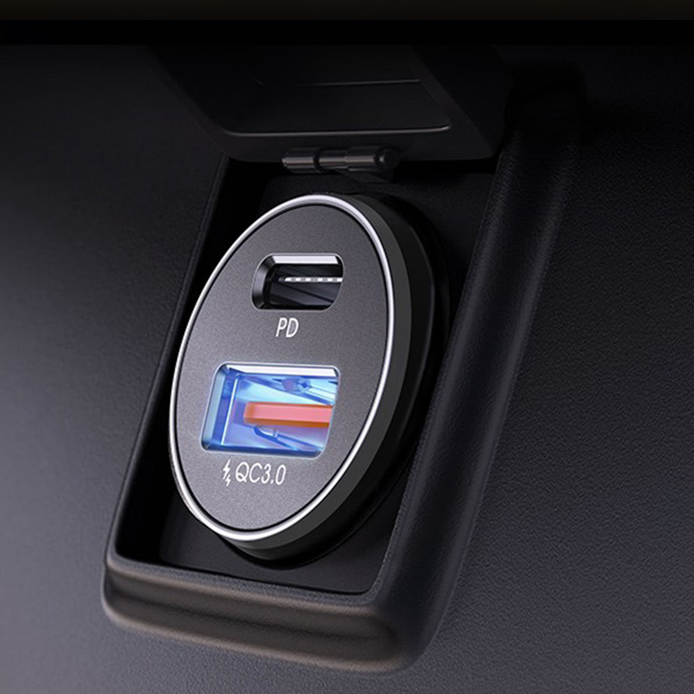 Auto nabíjačka s USB-C káblom Lisen, 51W, 3A, 1 x USB-A - 1 x USB-C, Tmavomodrá YL0223080047