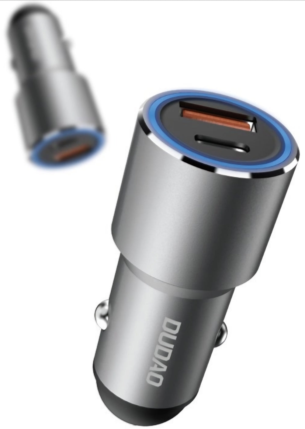 Auto nabíjačka Dudao R4PQ NM, 22,5W, 3A, 1 x USB-A - 1 x USB-C, Sivá