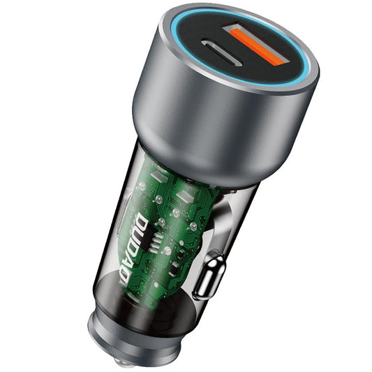 Nabíjačka do auta Dudao R4T, 30 W, 3A, 1 x USB-A - 1 x USB-C, sivá