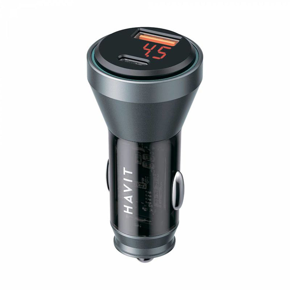 Auto nabíjačka HAVIT CC2017, 45W, 3A, 1 x USB-A - 1 x USB-C, Čierno Modrá