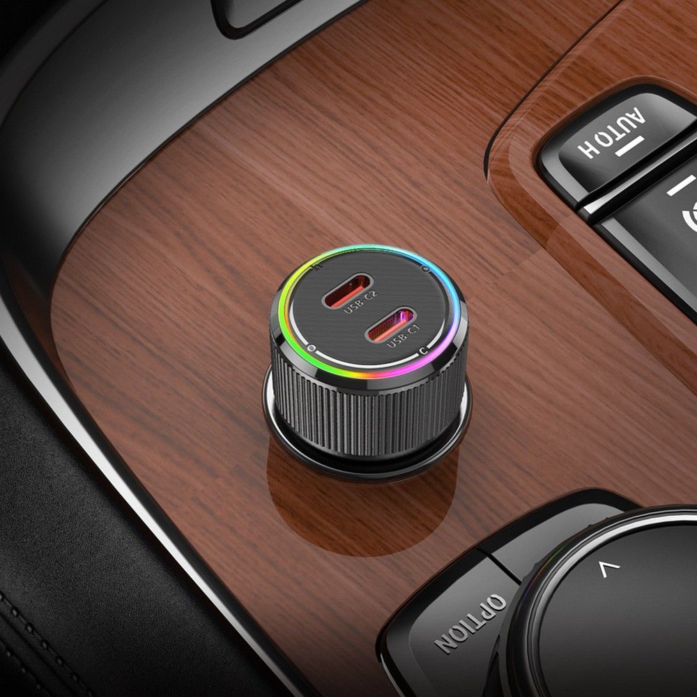 Auto nabíjačka HOCO NZ14B, 50W, 3A, 2 x USB-C, Čierna