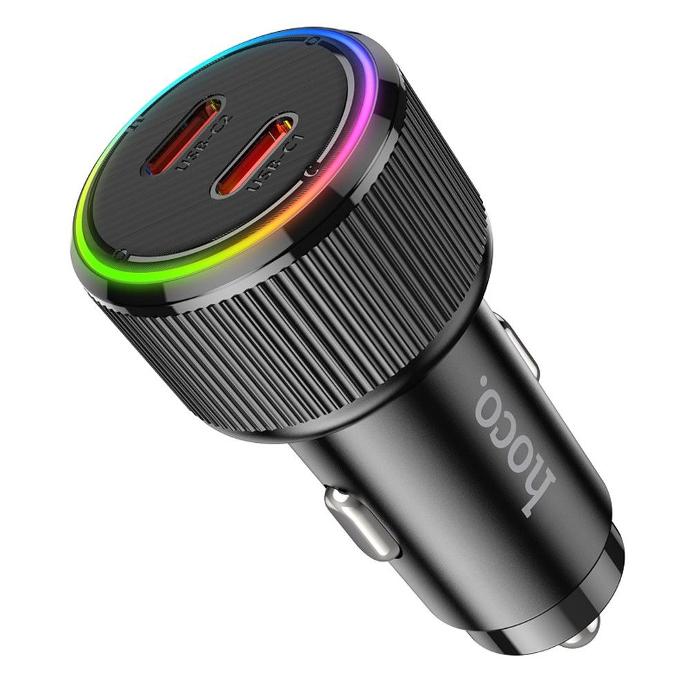 Auto nabíjačka HOCO NZ14B, 50W, 3A, 2 x USB-C, Čierna