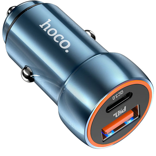 Auto nabíjačka HOCO Z46A, 20W, 3A, 1 x USB-A - 1 x USB-C, Modrá