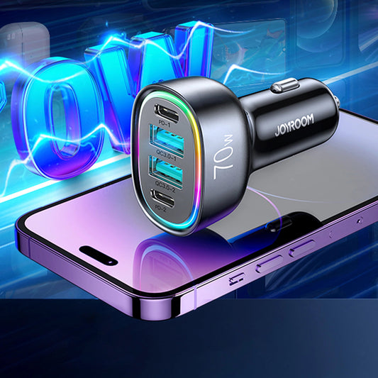 Nabíjačka do auta Joyroom JR-CL29, 70 W, 3A, 2 x USB-A - 2 x USB-C, čierna