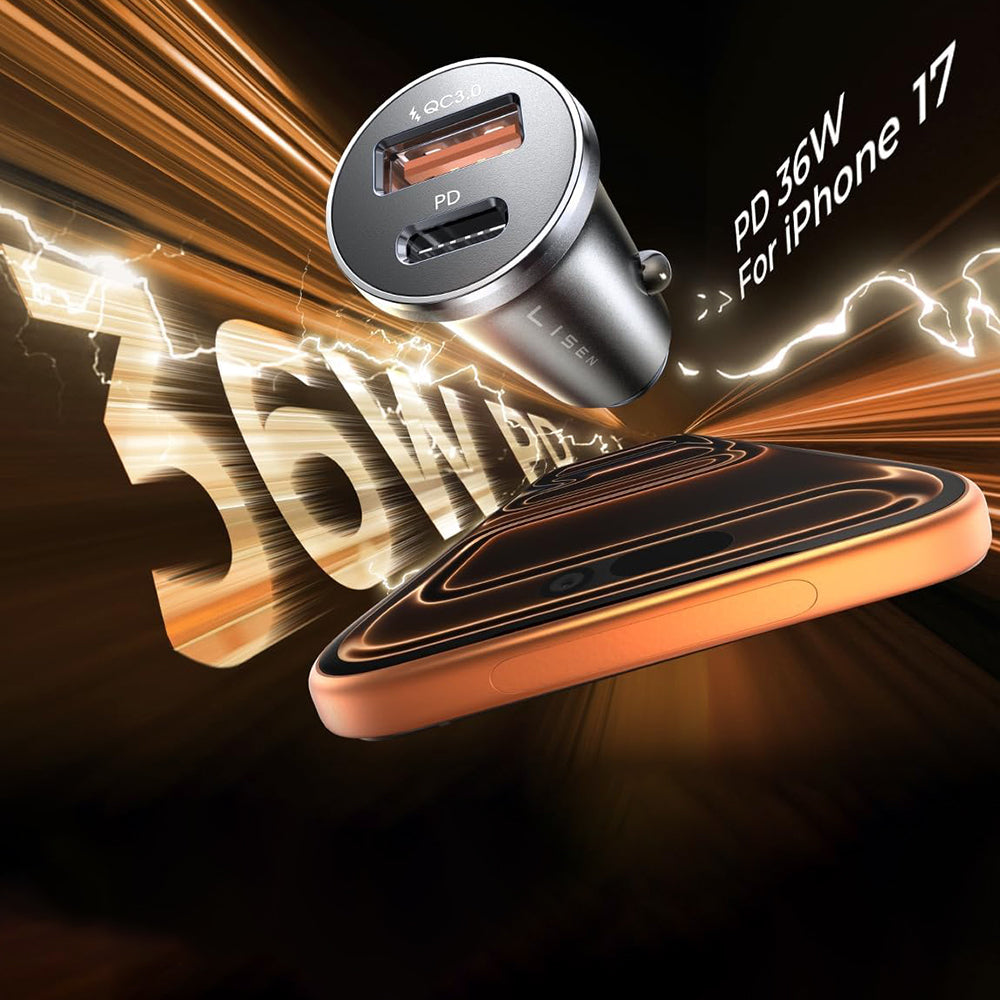 Auto nabíjačka Lisen, 36W, 3A, 1 x USB-A - 1 x USB-C, Čierna YL0223090002